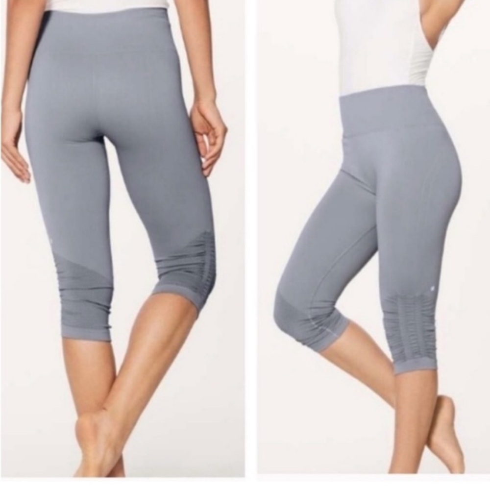 Lululemon In The Flow Crop II leggings in light gray size 2
